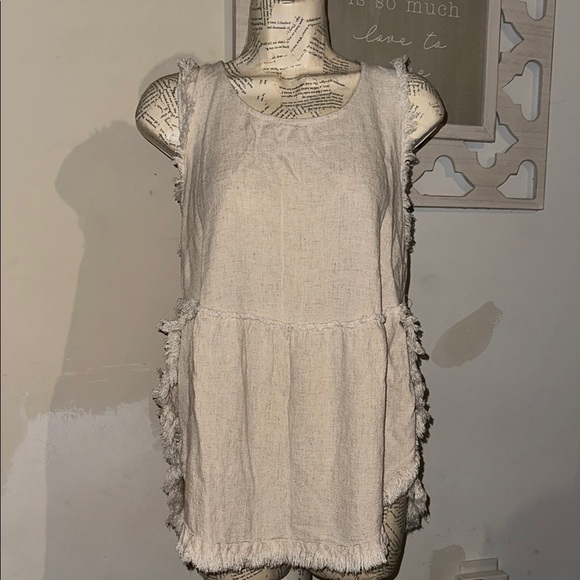 Umgee Cream Fringe Tank Top - Picture 1 of 2
